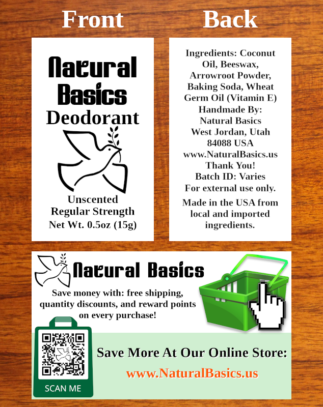 Natural Basics Deodorant Label